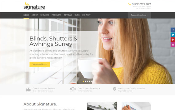 Signature Blinds & Shutters - Website Design Essex Portfolio